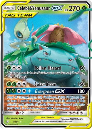 Celebi & Venusaur GX 1/181 - SM  Team Up Holofoil - Poke-Collect