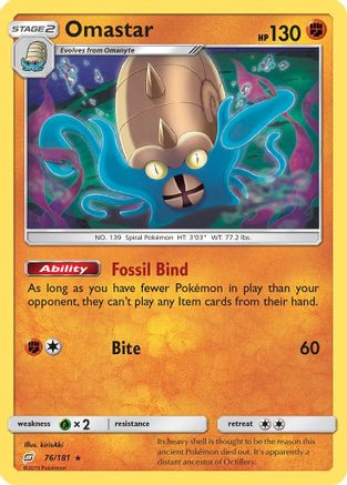 Omastar 76/181 - SM  Team Up Holofoil - Poke-Collect