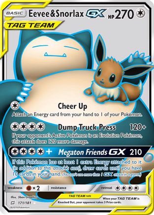 Eevee & Snorlax GX (Full Art) 171/181 - SM  Team Up Holofoil - Poke-Collect