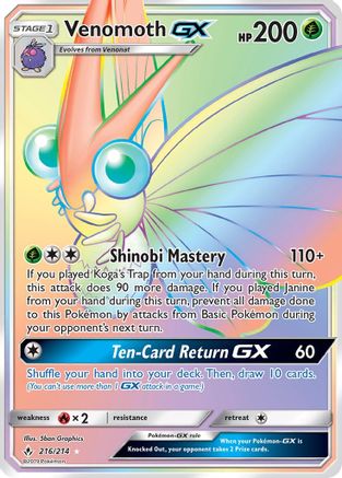 Venomoth-GX 216/214 - Unbroken Bonds Holofoil - Poke-Collect