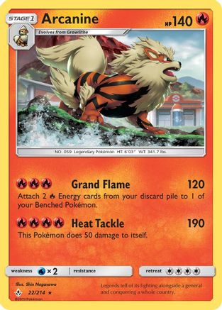 Arcanine 22/214 - SM  Unbroken Bonds Reverse Holofoil - Poke-Collect