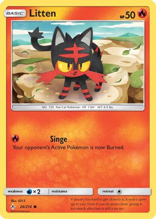 Litten (26) 26/214 - SM  Unbroken Bonds Reverse Holofoil - Poke-Collect