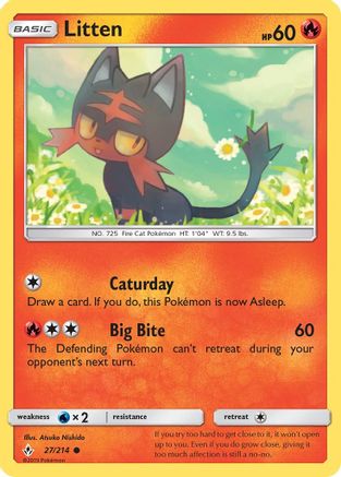 Litten (27) 27/214 - SM  Unbroken Bonds Reverse Holofoil - Poke-Collect