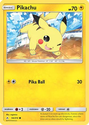 Pikachu 54/214 - SM  Unbroken Bonds Reverse Holofoil - Poke-Collect
