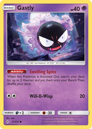 Gastly (67) 67/214 - SM  Unbroken Bonds Reverse Holofoil - Poke-Collect