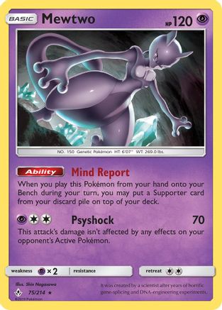Mewtwo 75/214 - SM  Unbroken Bonds Reverse Holofoil - Poke-Collect