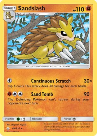 Sandslash 84/214 - SM  Unbroken Bonds Reverse Holofoil - Poke-Collect