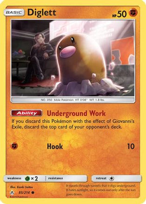 Diglett 85/214 - SM  Unbroken Bonds Reverse Holofoil - Poke-Collect