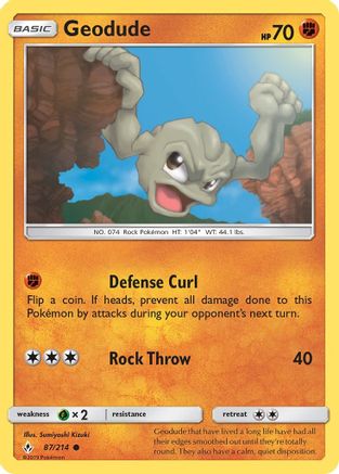 Geodude 87/214 - SM  Unbroken Bonds Reverse Holofoil - Poke-Collect
