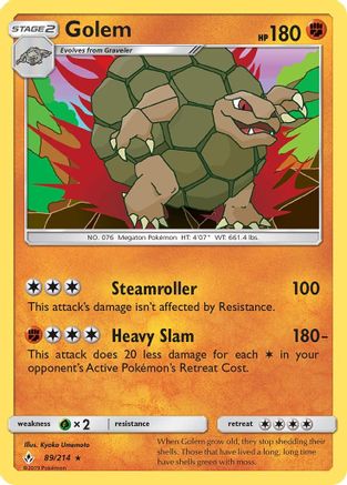 Golem 89/214 - SM  Unbroken Bonds Holofoil - Poke-Collect