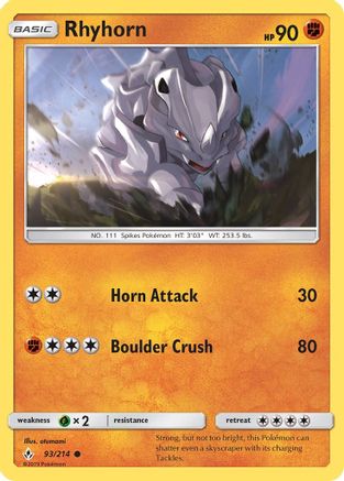 Rhyhorn (93) 93/214 - SM  Unbroken Bonds Reverse Holofoil - Poke-Collect