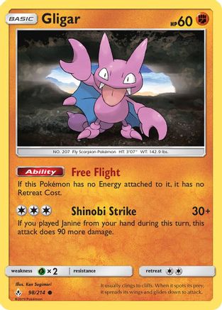 Gligar 98/214 - SM  Unbroken Bonds - Poke-Collect