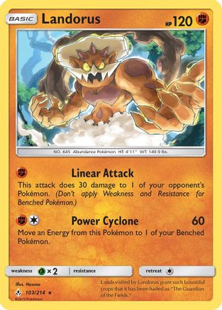 Landorus 103/214 - SM  Unbroken Bonds Holofoil - Poke-Collect