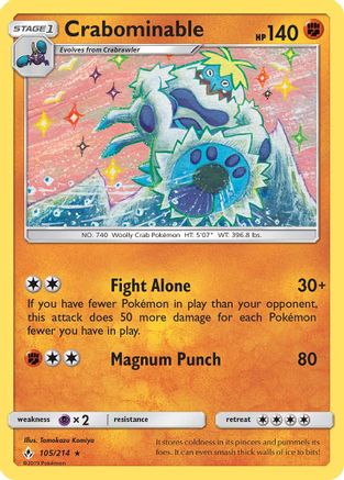 Crabominable 105/214 - SM  Unbroken Bonds Reverse Holofoil - Poke-Collect