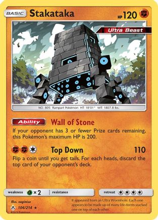 Stakataka 106/214 - Unbroken Bonds Reverse Holofoil - Poke-Collect
