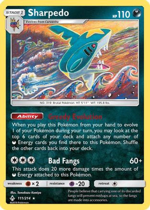 Sharpedo 111/214 - SM  Unbroken Bonds Reverse Holofoil - Poke-Collect