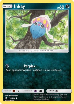 Inkay 118/214 - SM  Unbroken Bonds Reverse Holofoil - Poke-Collect