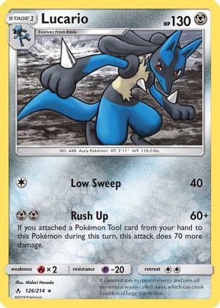 Lucario 126/214 - SM  Unbroken Bonds Reverse Holofoil - Poke-Collect