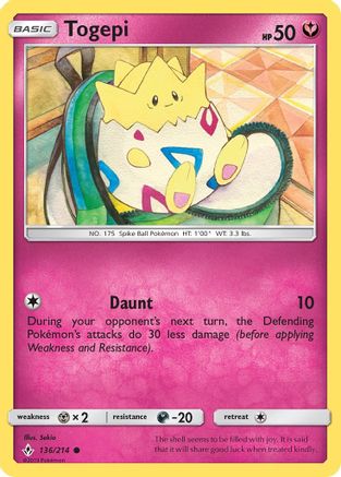 Togepi 136/214 - Unbroken Bonds Reverse Holofoil - Poke-Collect