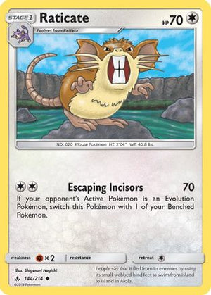 Raticate 144/214 - SM  Unbroken Bonds Reverse Holofoil - Poke-Collect
