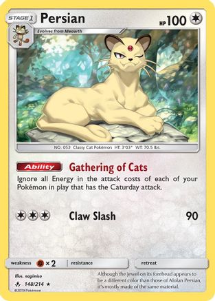 Persian 148/214 - SM  Unbroken Bonds - Poke-Collect