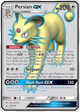 Persian GX (Full Art) 207/214 - SM  Unbroken Bonds Holofoil - Poke-Collect