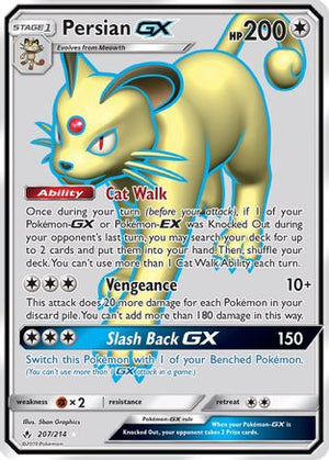 Persian GX (Full Art) 207/214 - SM  Unbroken Bonds Holofoil - Poke-Collect