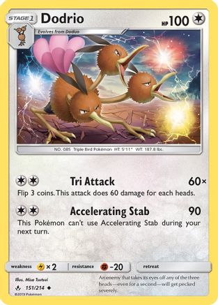 Dodrio 151/214 - SM  Unbroken Bonds Reverse Holofoil - Poke-Collect