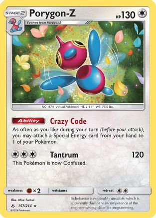 Porygon-Z 157/214 - SM  Unbroken Bonds Holofoil - Poke-Collect