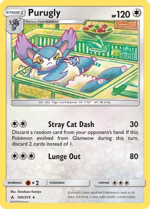 Purugly 160/214 - SM  Unbroken Bonds Reverse Holofoil - Poke-Collect