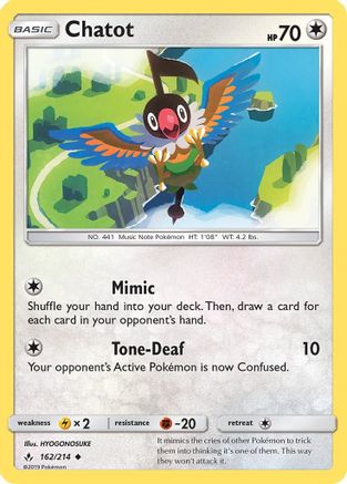 Chatot 162/214 - SM  Unbroken Bonds - Poke-Collect