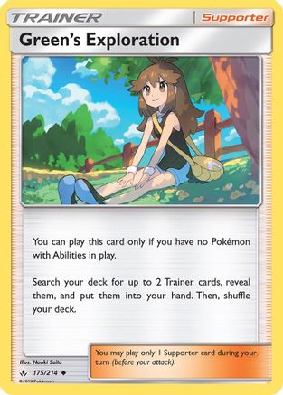 Green's Exploration 175/214 - SM  Unbroken Bonds Reverse Holofoil - Poke-Collect