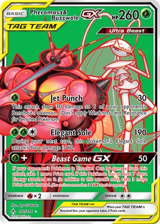 Pheromosa & Buzzwole GX (191) (Full Art) 191/214 - SM  Unbroken Bonds Holofoil - Poke-Collect