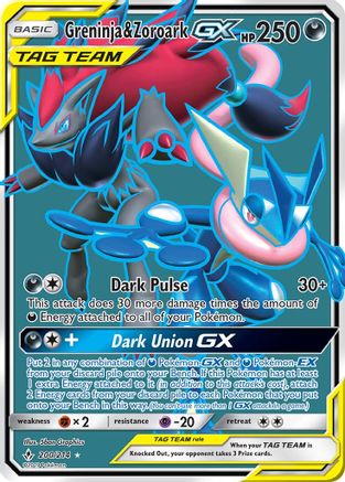 Greninja & Zoroark GX (200) (Full Art) 200/214 - SM  Unbroken Bonds Holofoil - Poke-Collect