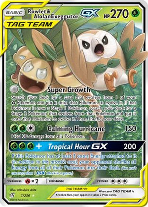 Rowlet & Alolan Exeggutor GX 1/236 - SM  Unified Minds Holofoil - Poke-Collect