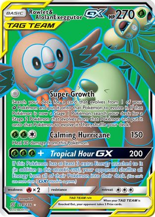 Rowlet & Alolan Exeggutor GX (Full Art) 214/236 - SM  Unified Minds Holofoil - Poke-Collect