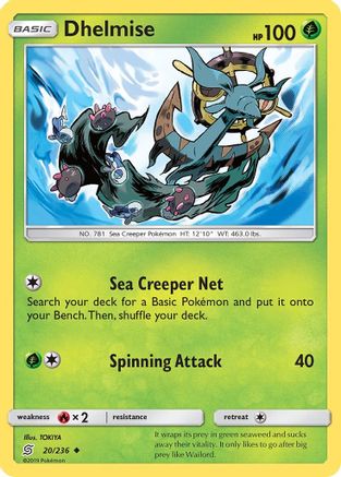 Dhelmise 20/236 - SM  Unified Minds Reverse Holofoil - Poke-Collect
