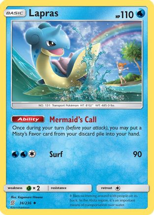 Lapras 36/236 - SM  Unified Minds Reverse Holofoil - Poke-Collect