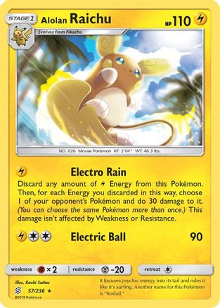 Alolan Raichu 57/236 - SM  Unified Minds Reverse Holofoil - Poke-Collect