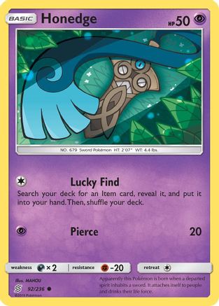 Honedge (92) 92/236 - SM  Unified Minds - Poke-Collect