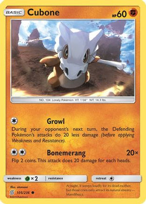 Cubone 105/236 - SM  Unified Minds Reverse Holofoil - Poke-Collect