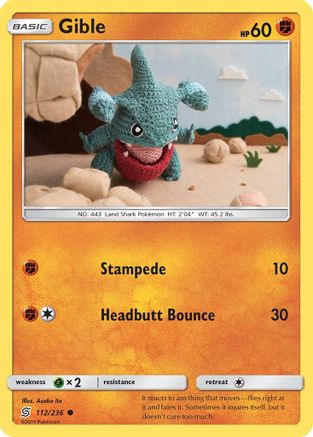 Gible 112/236 - SM  Unified Minds Reverse Holofoil - Poke-Collect