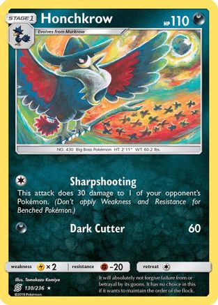 Honchkrow 130/236 - SM  Unified Minds Reverse Holofoil - Poke-Collect