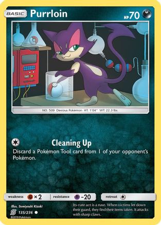 Purrloin 135/236 - SM  Unified Minds Reverse Holofoil - Poke-Collect