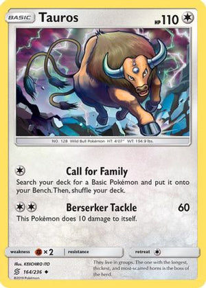 Tauros 164/236 - Unified Minds Reverse Holofoil - Poke-Collect
