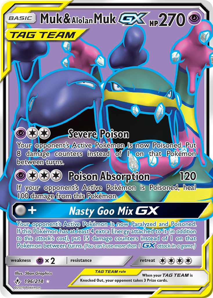 Muk & Alolan Muk GX (196) (Full Art) 196/214 - SM  Unbroken Bonds Holofoil - Poke-Collect