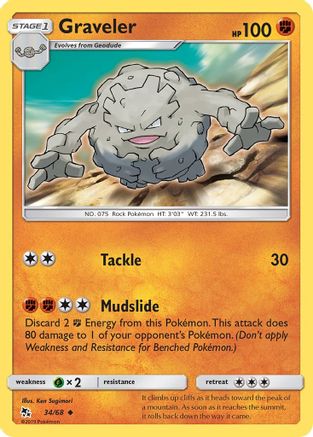 Graveler 34/68 - Hidden Fates Reverse Holofoil - Poke-Collect