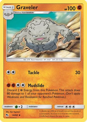 Graveler 34/68 - Hidden Fates Reverse Holofoil - Poke-Collect