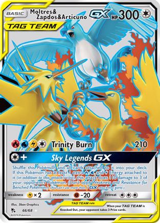 Moltres & Zapdos & Articuno GX (Full Art) 66/68 - Hidden Fates Holofoil - Poke-Collect
