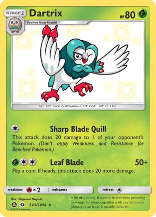 Dartrix SV3/94 - Hidden Fates Shiny Vault Holofoil - Poke-Collect